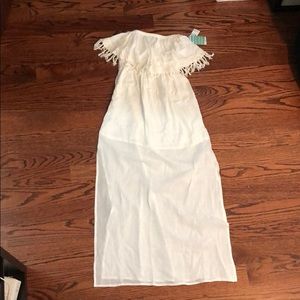 White strapless maxi dress